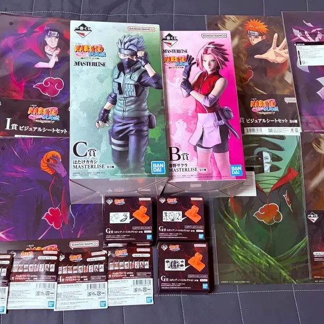 [BUNJANG] Naruto Ichiban Kuji B Prize Sakura &amp; C Prize Kakashi Figures + 16 Goods Bundle Set (Sealed) / 미개봉)나루토 제일복권 B상 사쿠라+C상 카카시+굿즈16종 일괄판매