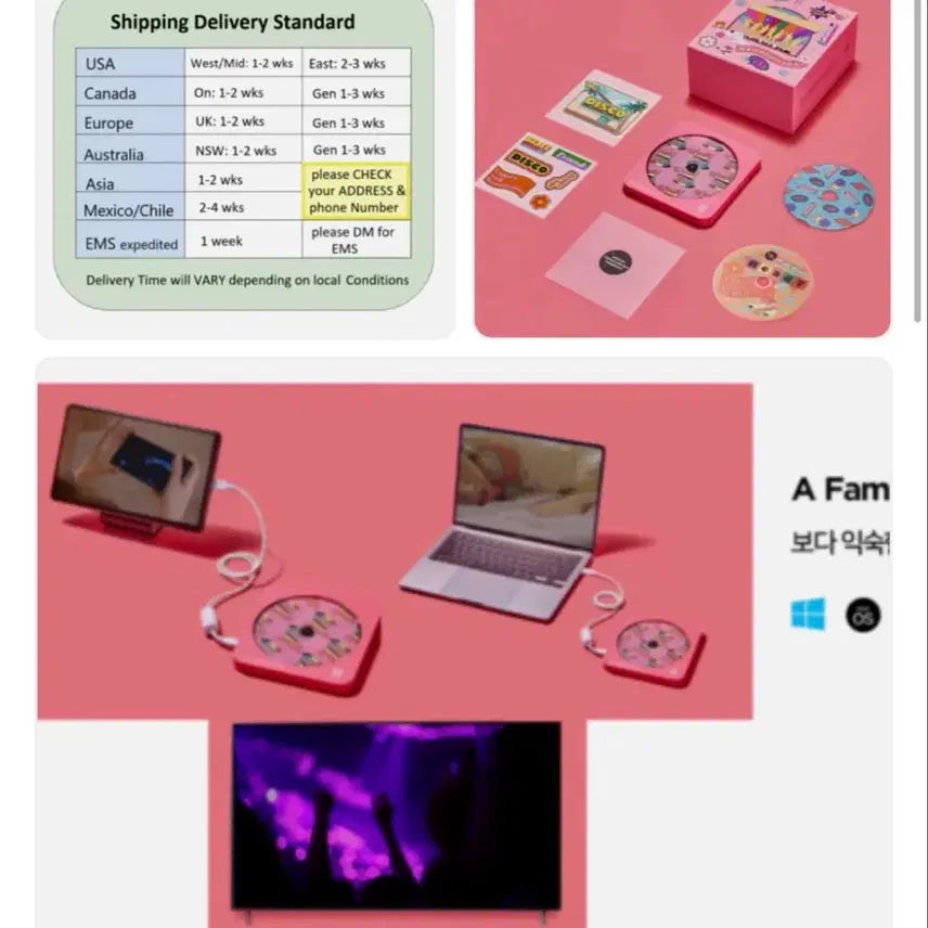 [BUNJANG] BTS Portable External CD-ROM Player (Dynamite Concept) - Sealed / BTS 방탄소년단 CD DVD 휴대용 외장 CD롬 미개봉 새것