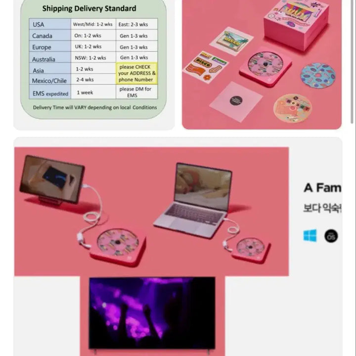 [BUNJANG] BTS Portable External CD-ROM Player (Dynamite Concept) - Sealed / BTS 방탄소년단 CD DVD 휴대용 외장 CD롬 미개봉 새것