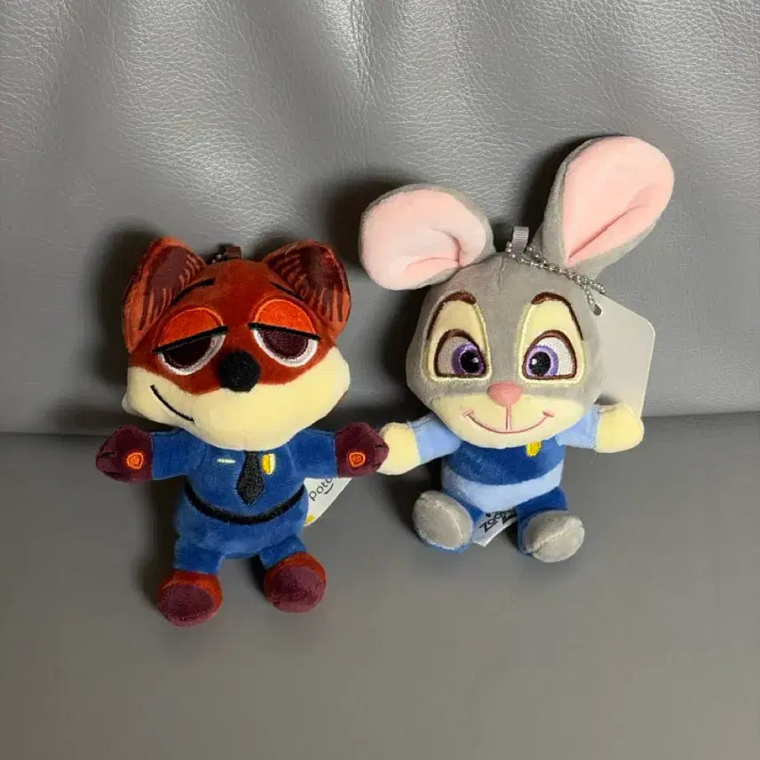 [BUNJANG] Disney Zootopia Nick &amp; Judy Plush Keychain Set / [새상품] 디즈니 주토피아 봉제인형 키링 닉 주디 2종 세트 일괄