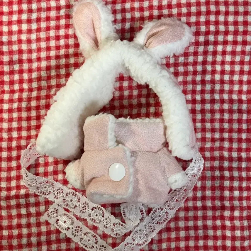 [BUNJANG] 10cm Doll Clothes - Hanma Closet - Indi Pink Rabbit Ears / 솜인형 10cm 옷 한마옷장 앙도 인디핑크 토끼귀