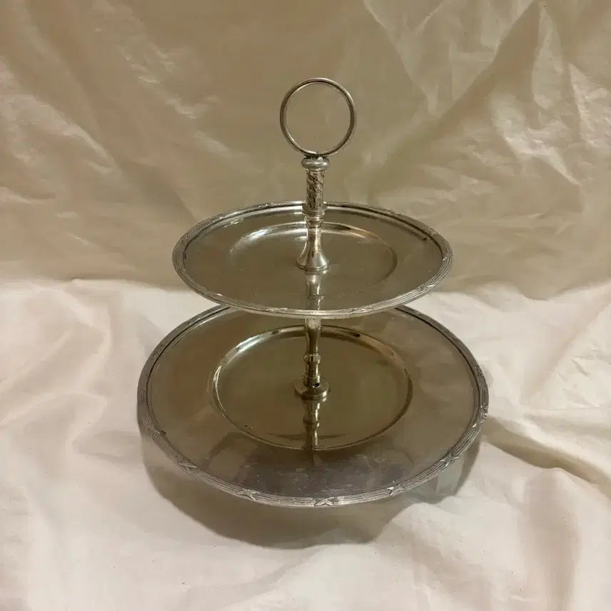 [BUNJANG] French Silver-Plated 2-Tier Tray / 프랑스 : 실버플레이트 2단 트레이