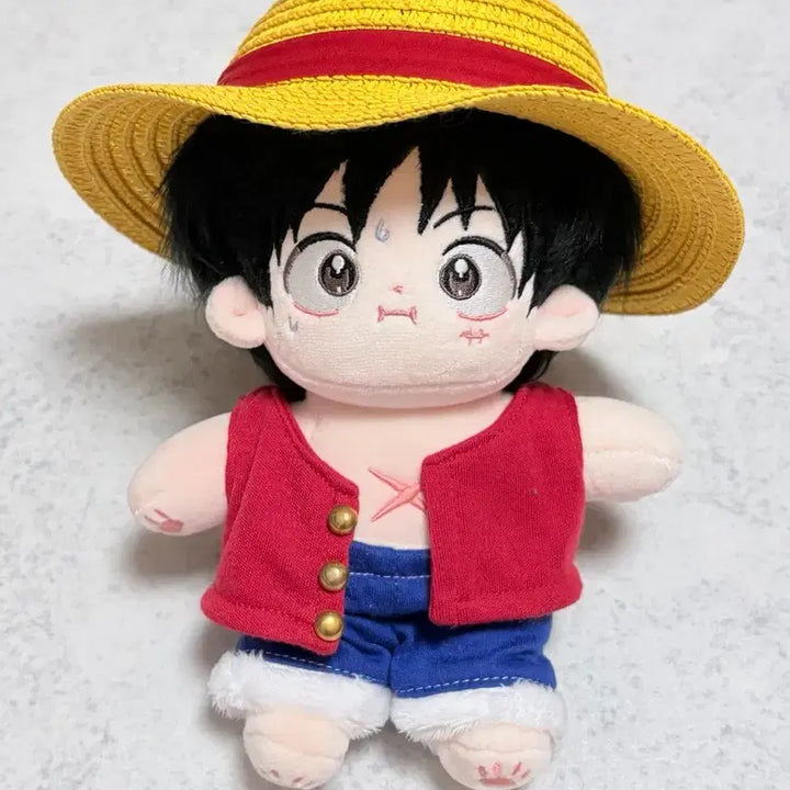 [BUNJANG] One Piece Luffy Plush Doll Set (20cm) / 원피스 루피 솜인형 솜깅 뼈깅 누이 밀짚모자 옷 세트