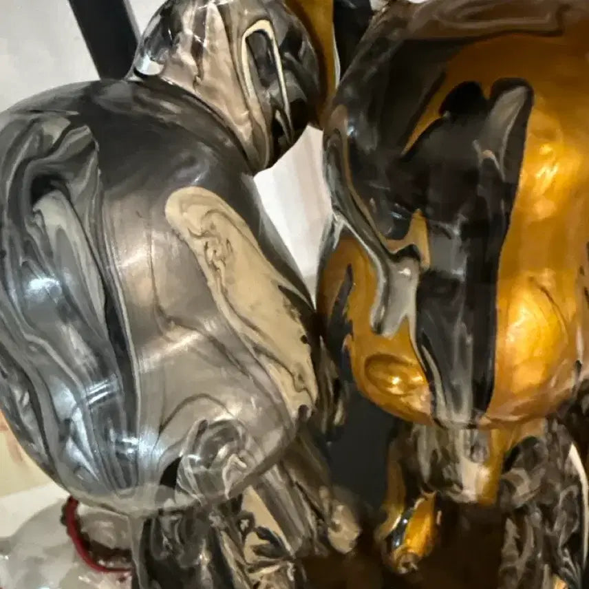 [BUNJANG] Handmade Bearbrick Style Piggy Bank Set - Marbled Paint / 베어브릭 물감마블 페인팅 직접수제 저금통 세트