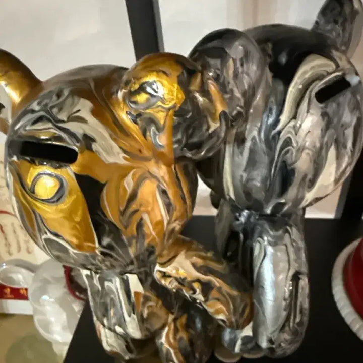 [BUNJANG] Handmade Bearbrick Style Piggy Bank Set - Marbled Paint / 베어브릭 물감마블 페인팅 직접수제 저금통 세트