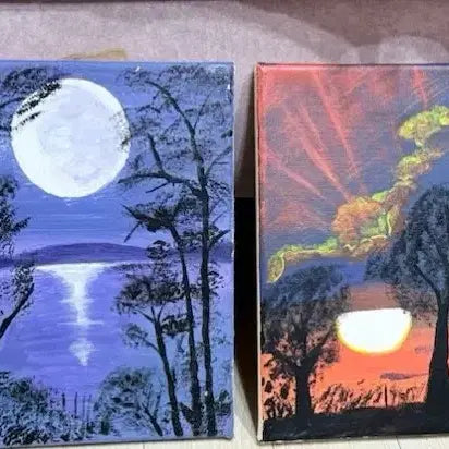 [BUNJANG] Hand-Painted Oil Painting Set (4 Pieces) / 직접 그린 유화 4종 세트