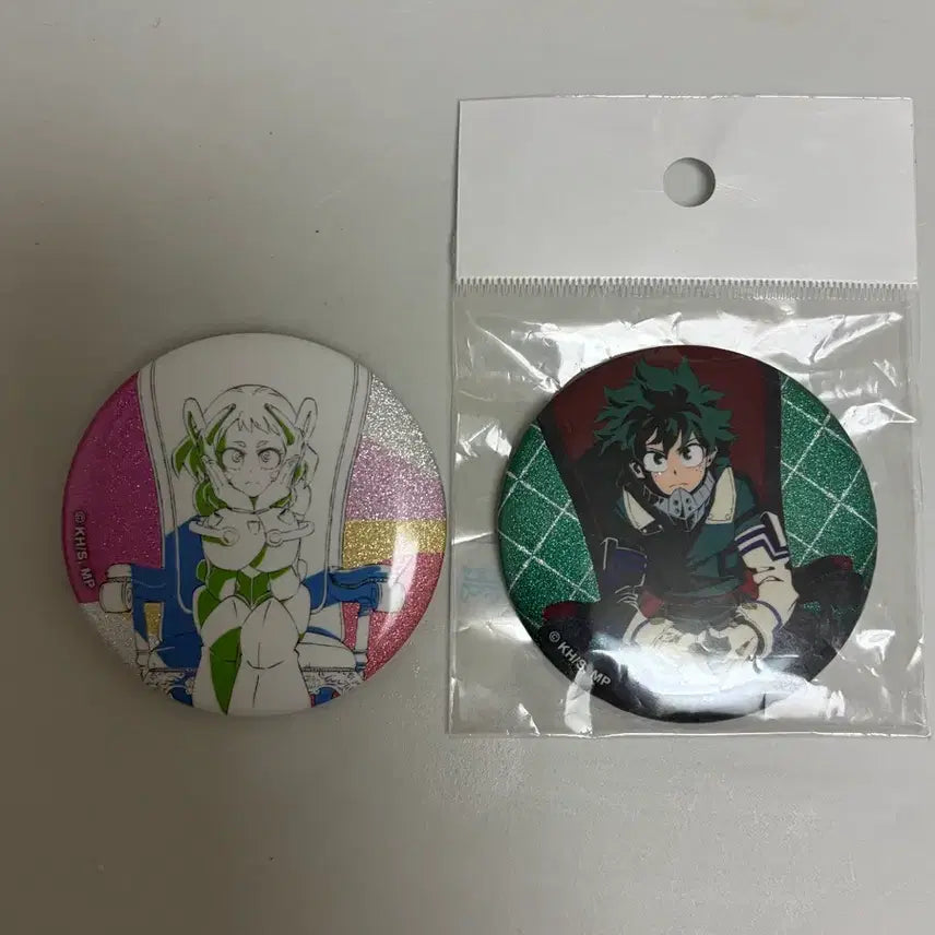 [BUNJANG] My Hero Academia Glitter Can Badge Bundle (Izuku Midoriya, Ochaco Uraraka) / (히로아카) 나의 히어로 아카데미아 글리터 캔뱃지 2개 일괄 (미도리야 우라라카)