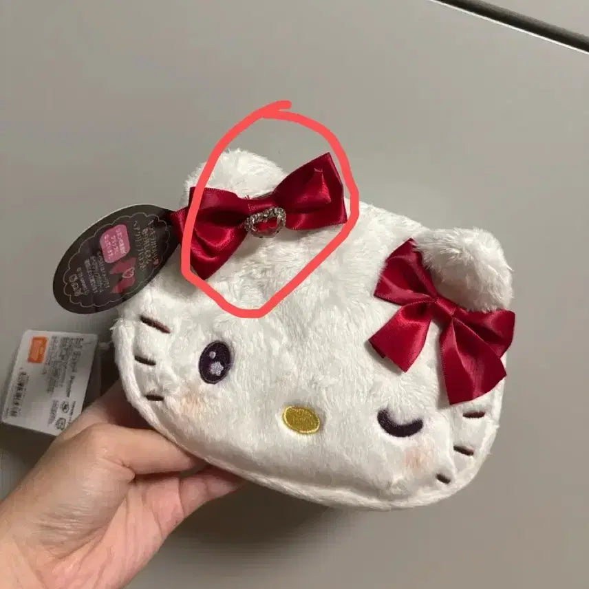 [BUNJANG] Hello Kitty Hair Clip Red Ribbon Pouch / 헬로키티 헤어 클립 레드 리본 파우치