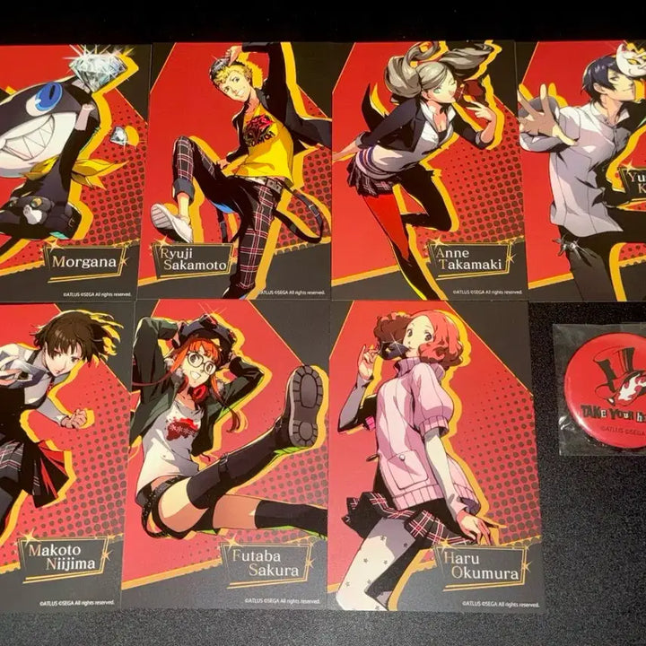 [BUNJANG] Persona 5 Royal Phantom Thieves Postcard &amp; Can Badge Bundle Set / 페르소나5 더 로열 괴도단 엽서 캔뱃지 일괄 판매합니다!