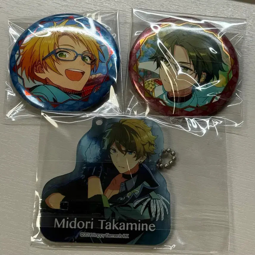 [BUNJANG] Ensemble Stars! Makoto Kaito Midori Acrylic Keyring &amp; Can Badge Bundle Set / 앙스타 굿즈 마코토 케이토 캔뱃지 미도리 아크릴 키링 일괄 처분