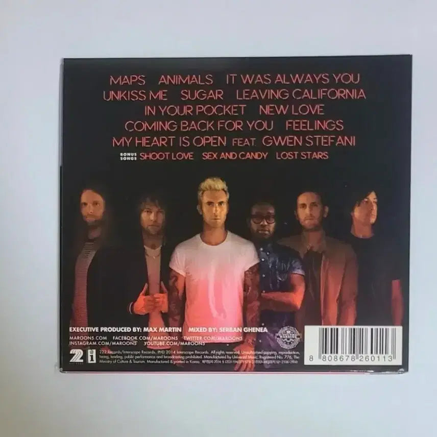 [BUNJANG] Maroon 5 V Deluxe Edition CD / 마룬파이브 V 디럭스 앨범 시디 CD