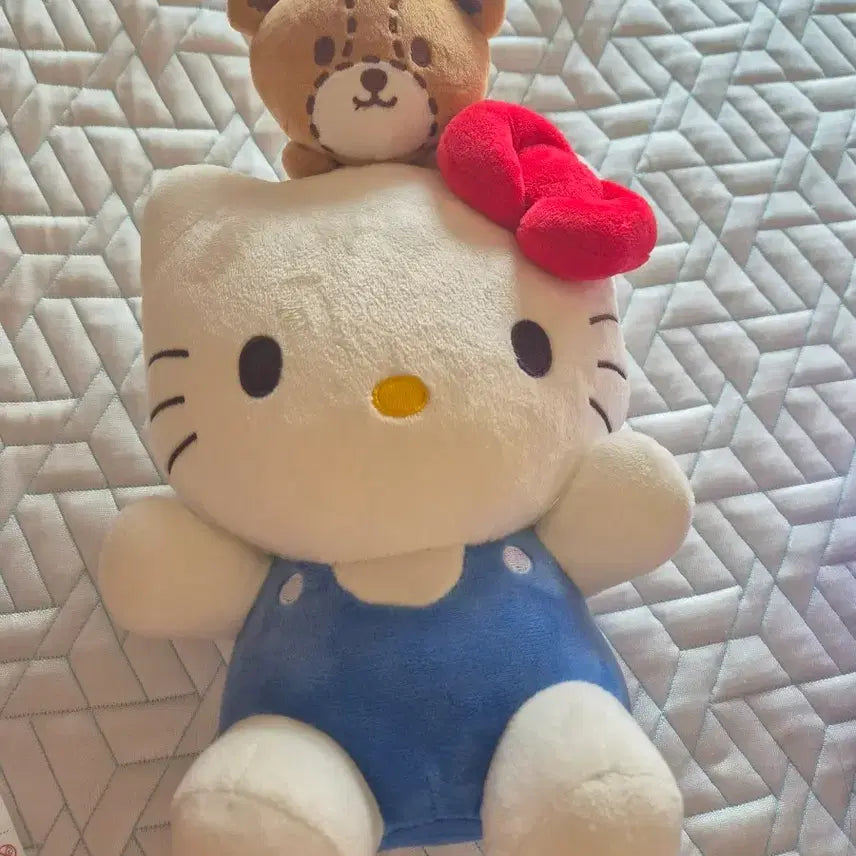 [BUNJANG] Hello Kitty &amp; Teddy Bear Plush Doll Set / 헬로키티 봉제인형 커플