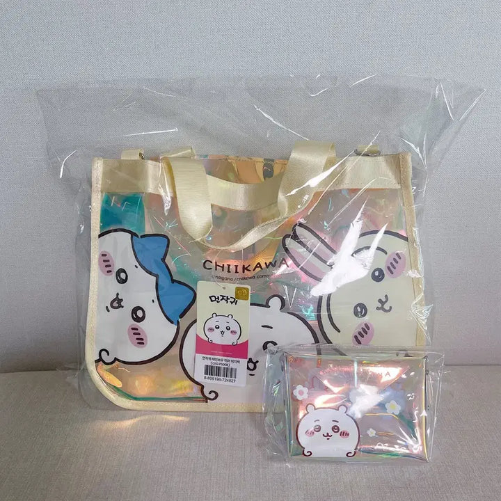 [BUNJANG] Monzaku Rainbow Mirror Beach Bag + Hologram Pouch Set / 먼작귀 레인보우 미러 비치백 + 홀로그램 파우치