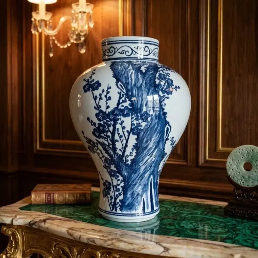 [BUNJANG] Jindangyo Celadon Porcelain Plum Blossom Jar (Large 46cm) / (46센치 대형) 진당요 청화백자 매화문 항아리 도자기