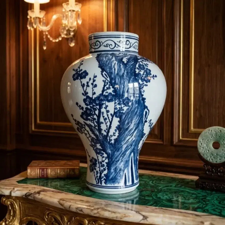 [BUNJANG] Jindangyo Celadon Porcelain Plum Blossom Jar (Large 46cm) / (46센치 대형) 진당요 청화백자 매화문 항아리 도자기