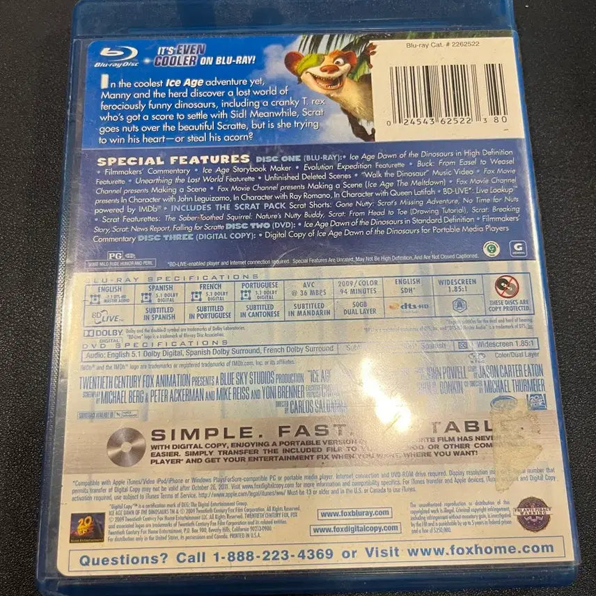 [BUNJANG] Ice Age 3 Dawn of the Dinosaurs Blu-ray/DVD Combo Pack (US Edition) / DVD/ 미국판 아이스 에이지 3 블루레이