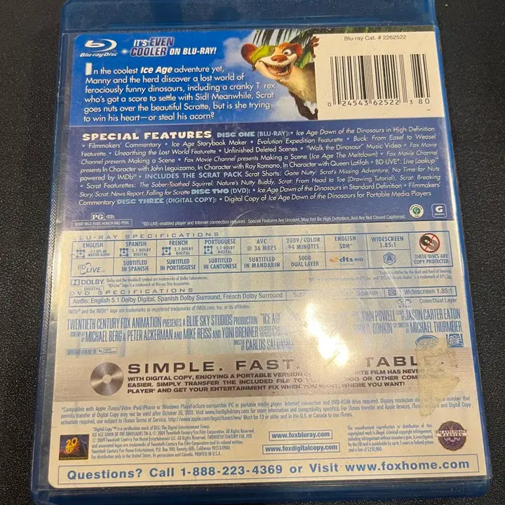 [BUNJANG] Ice Age 3 Dawn of the Dinosaurs Blu-ray/DVD Combo Pack (US Edition) / DVD/ 미국판 아이스 에이지 3 블루레이