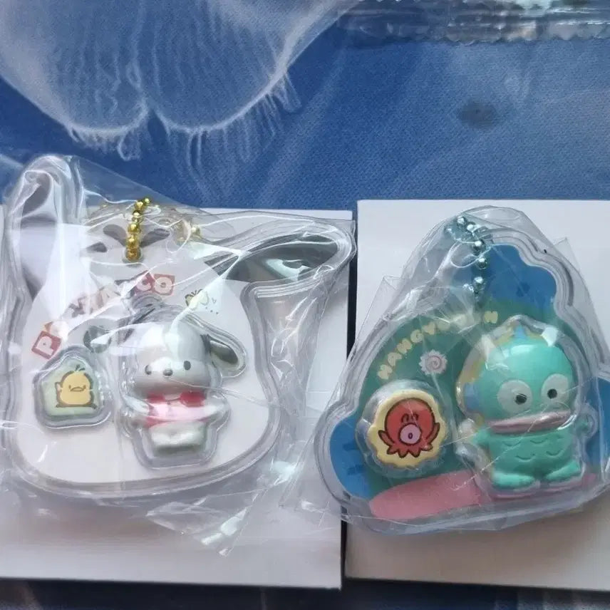 [BUNJANG] Sanrio Chocoball Charm Package Keychain Pompompurin &amp; Hangyodon Bundle Set / (미개봉) 산리오 초코볼 참 패키지 키링 포챠코 한교동