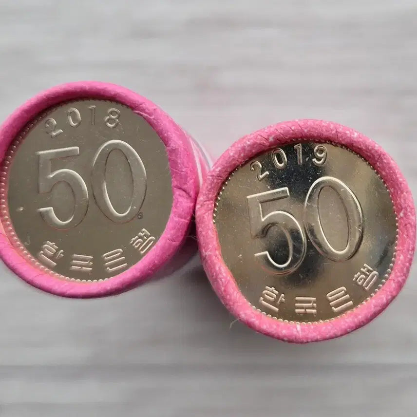 [BUNJANG] 1966-2017 50 Won Rolled Coin Set / 2018.2019년 50원 롤 주화 2세트