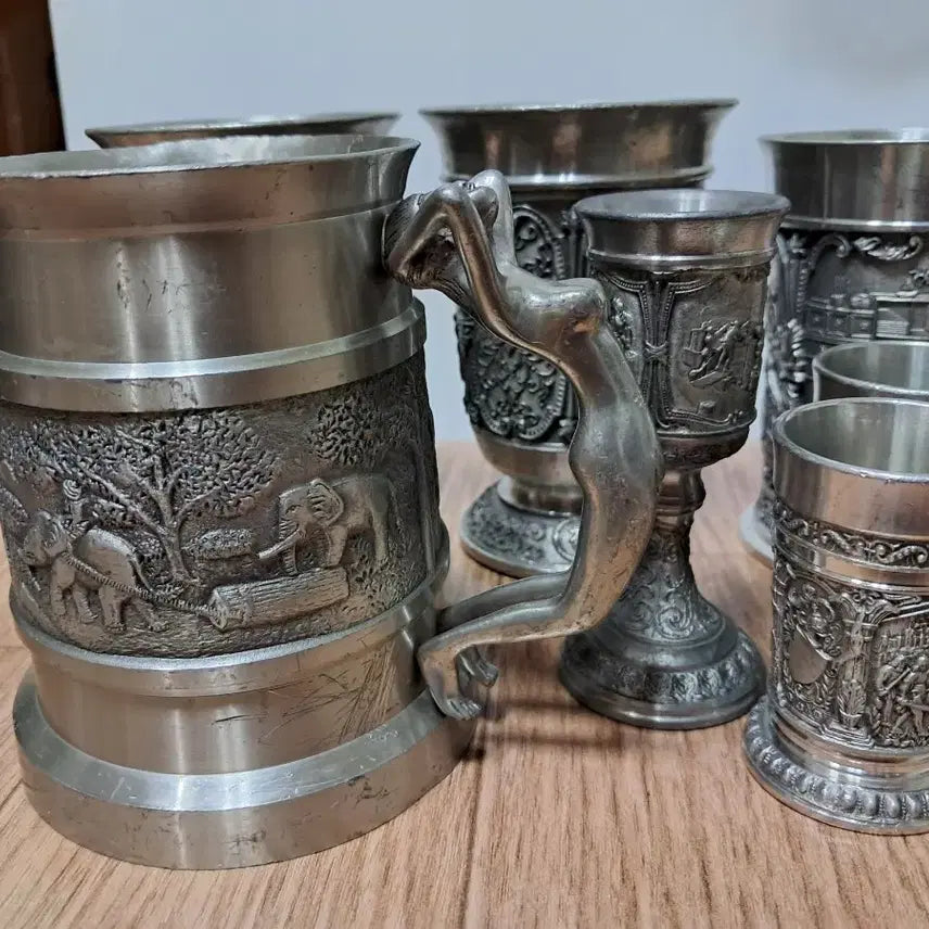 [BUNJANG] Pewter Cups and Goblets Bundle Set / 주석잔일괄