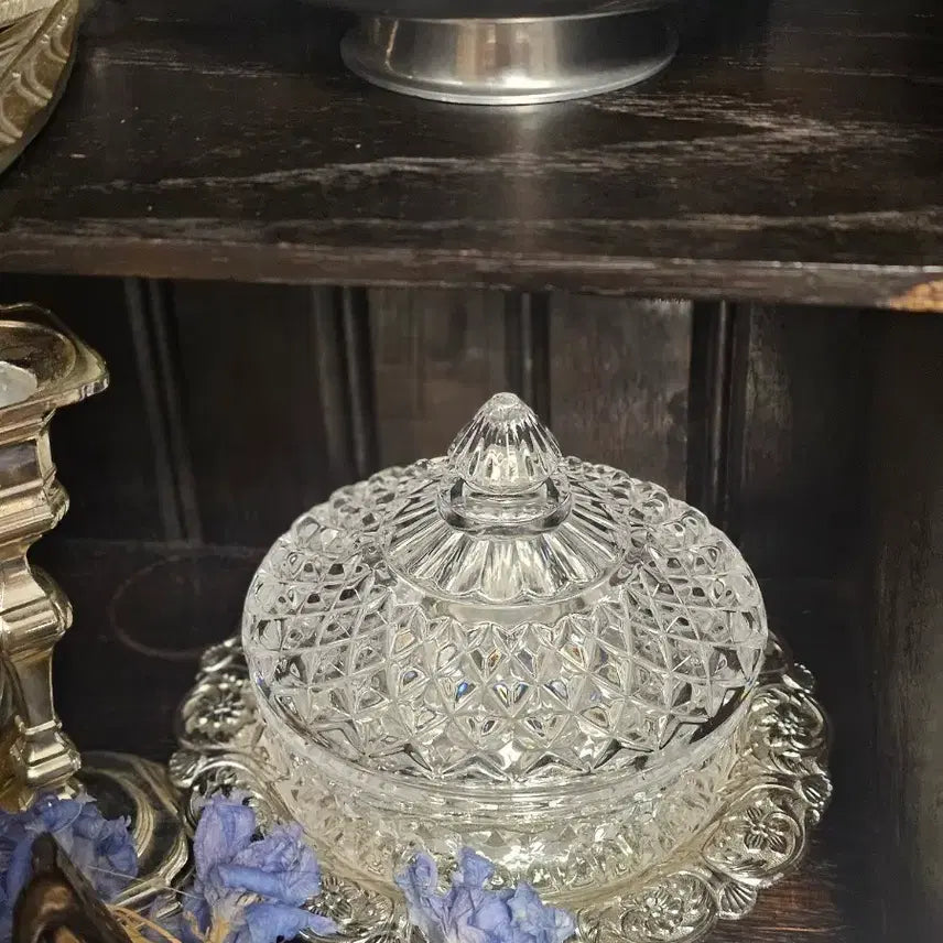 [BUNJANG] Vintage Crystal Butter Slice Dish / 빈티지 크리스탈 버터 실플 디쉬