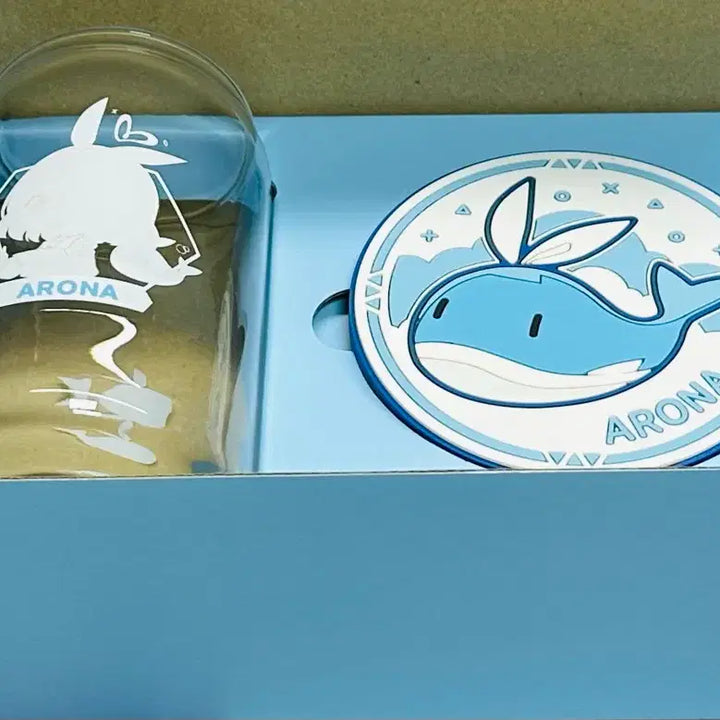 [BUNJANG] Blue Archive Arona Glass Cup &amp; Coaster Package / 블루아카이브 아로나 유리컵 &amp; 코스터 패키지