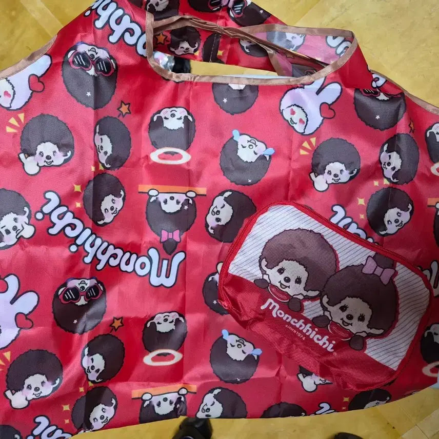 [BUNJANG] Monchhichi Red Eco Bag Set / 몬치치 에코백 레드 셋트