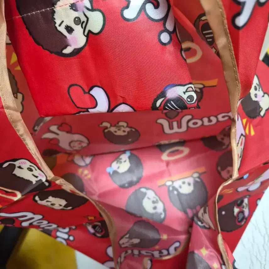 [BUNJANG] Monchhichi Red Eco Bag Set / (새상품)몬치치 에코백 레드 2종 셋트