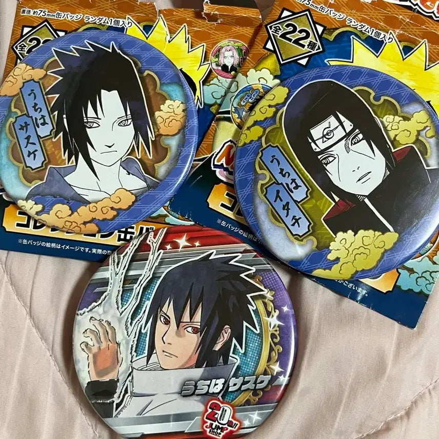 [BUNJANG] Naruto Itachi Sasuke Jump Shop Original Art Can Badges Bundle Set / 나루토 이타치 사스케 점프샵 원화 캔뱃지 일괄