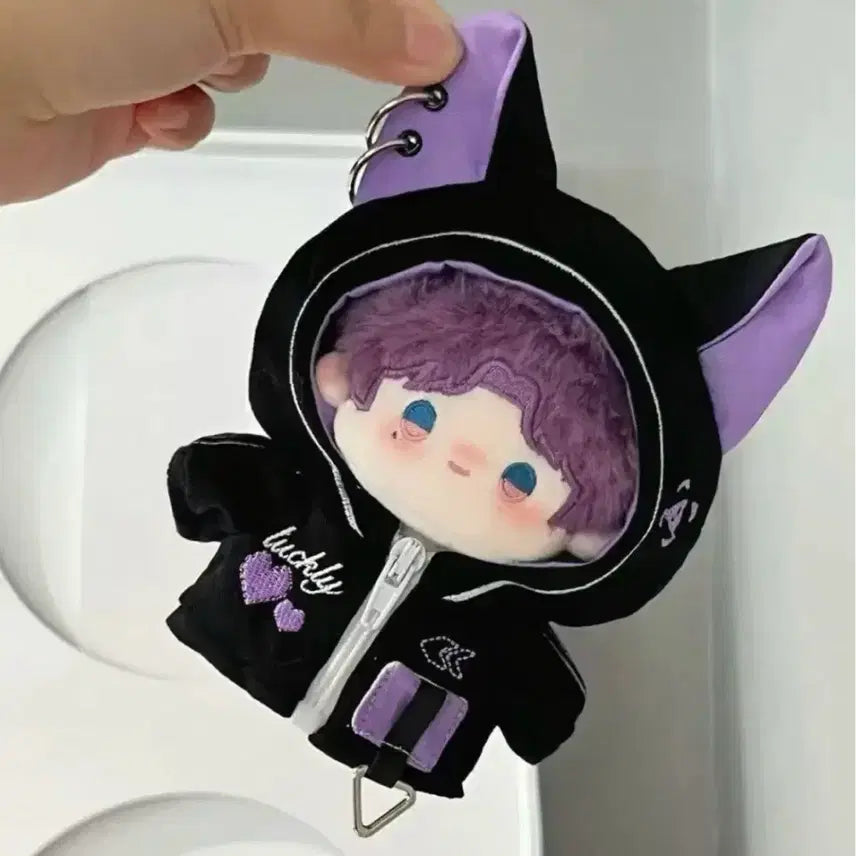 [BUNJANG] 10cm Doll Clothes Cat Purple Plush Hood Cape / 10cm 인형 옷 고양이 보라색 누이 의상 후드 망토 새상품 사이버펑크