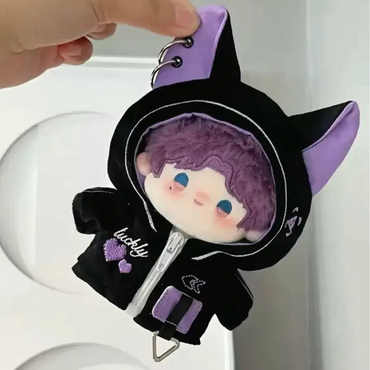 [BUNJANG] 10cm Doll Clothes Cat Purple Plush Hood Cape / 10cm 인형 옷 고양이 보라색 누이 의상 후드 망토 새상품 사이버펑크