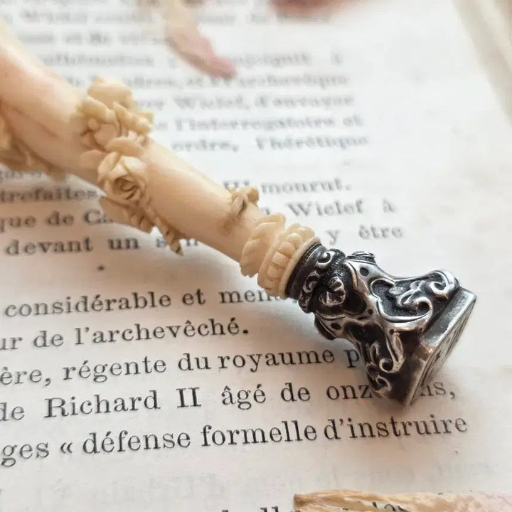 [BUNJANG] French Antique Ivory &amp; Silver Sealing Stamp / 프랑스 앤틱 상아 &amp; 실버 씰링 스탬프