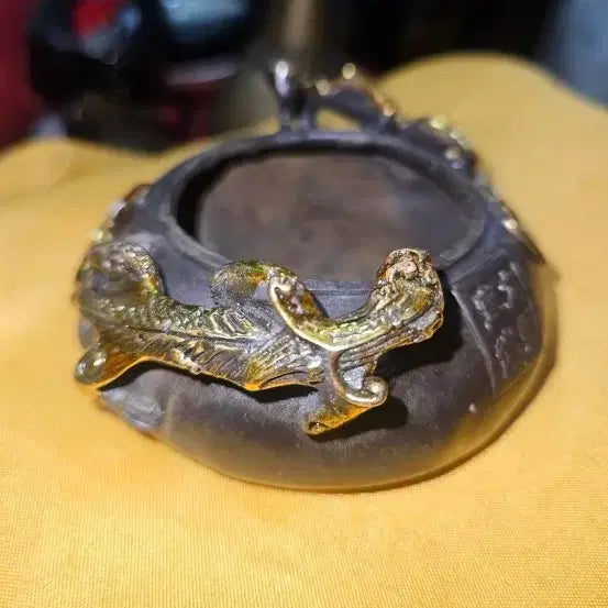 [BUNJANG] Antique Brass Brush Washer with Double Dragon Motif and Da Ming Xuan De Mark / 대명선덕각인 쌍룡문 취동필세