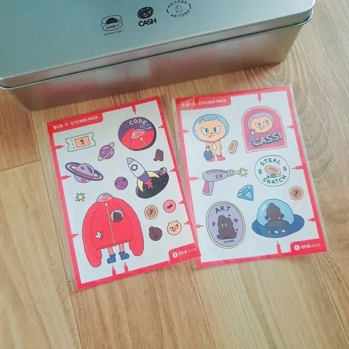 [BUNJANG] Onestore Tin Case Sticker Set Storage Container / 원스토어 틴케이스 스티커 세트 수집품 정리함 보관함 수납 문구
