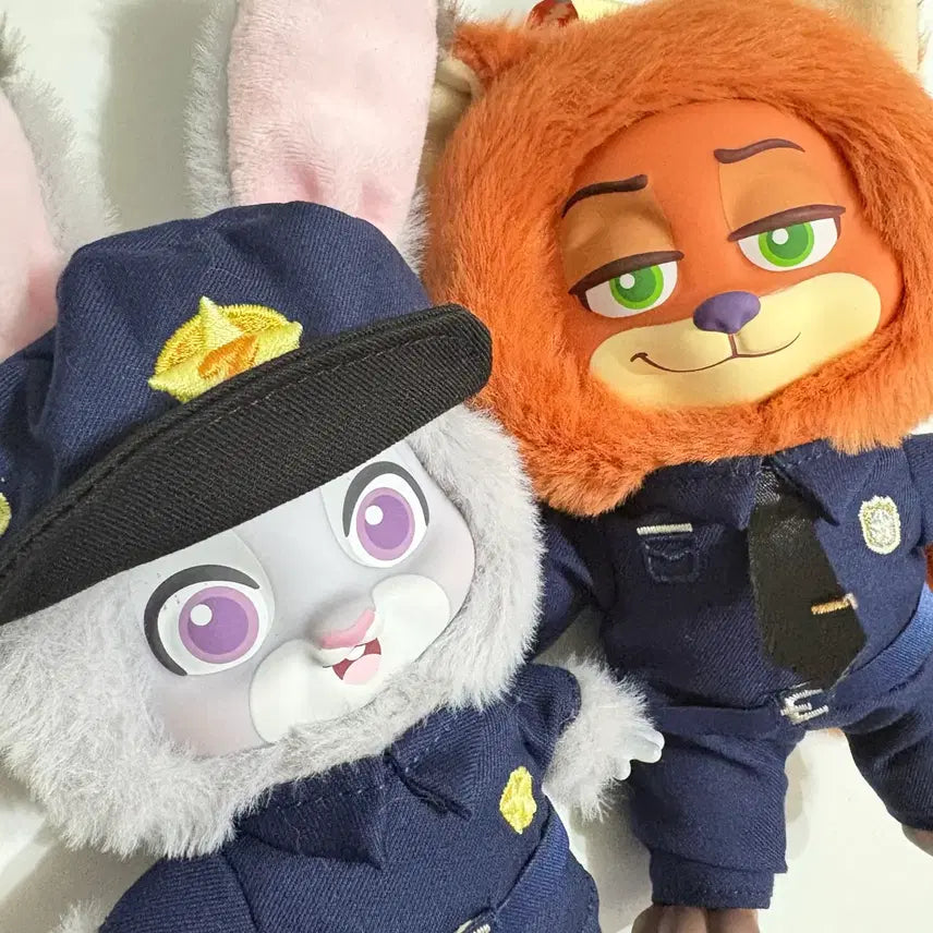 [BUNJANG] Zootopia Nick &amp; Judy Police Plush Keychains Bundle / 주토피아 닉/주디 경찰 인형키링 라부부같은 얼굴 맨질맨질 일괄판매