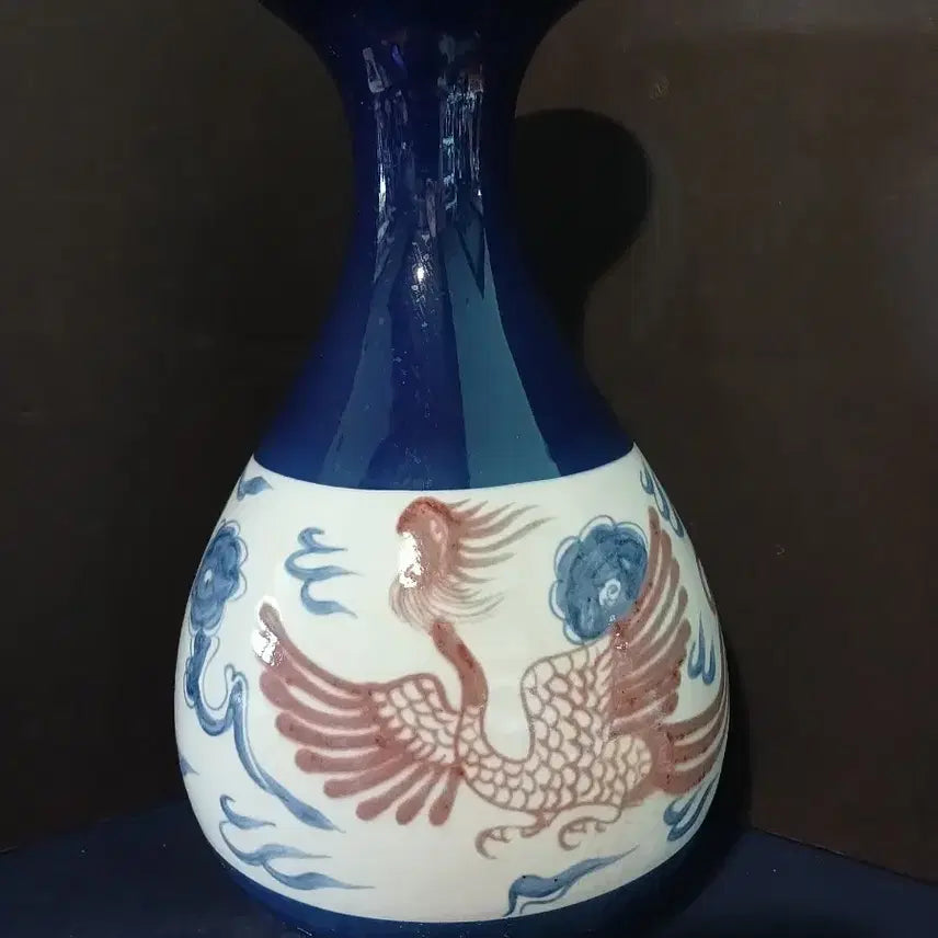 [BUNJANG] Blue and White Porcelain Vase with Phoenix Motif / 청화유리홍봉황문병