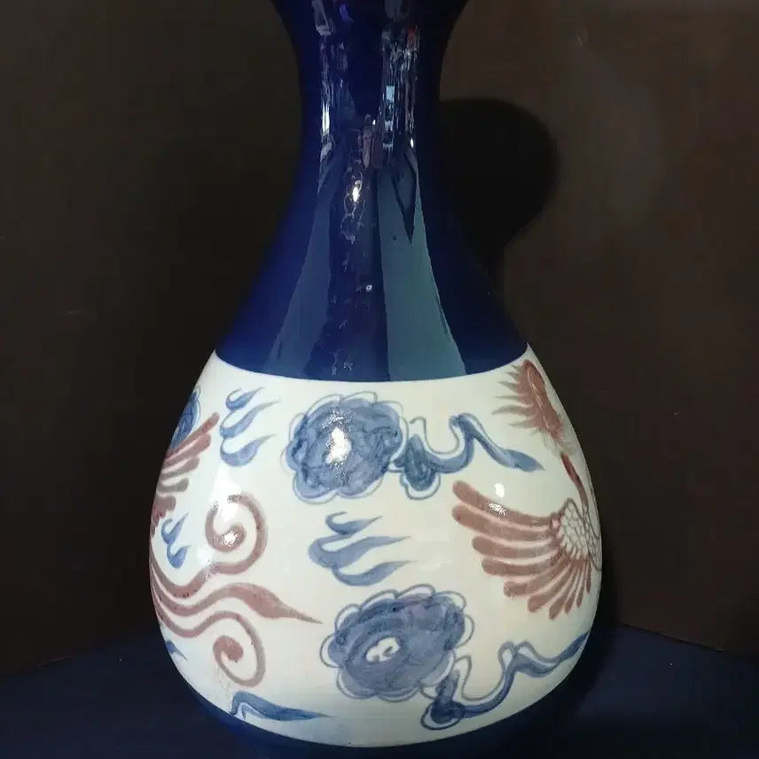 [BUNJANG] Blue and White Porcelain Vase with Phoenix Motif / 청화유리홍봉황문병