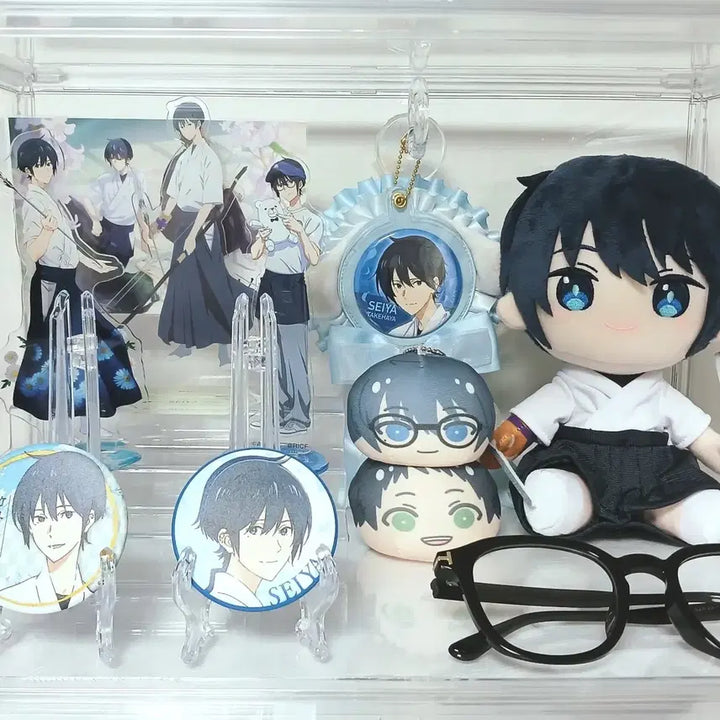 [BUNJANG] Tsurune Seiya Plush, Can Badge, Acrylic Stand, Manju, Postcard Bundle Set / 츠루네 세이야 누이 캔뱃지 아크릴 만쥬 엽서 일괄 양도