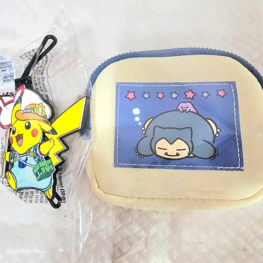 [BUNJANG] Olive Young x Pokemon Pikachu Luggage Tag + Snorlax Pouch Bundle / 올리브영 포켓몬 콜라보 피카츄 러기지텍 + 잠만보 파우치