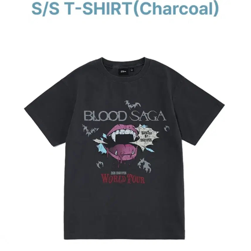 [BUNJANG] ENHYPEN Charcoal L Blood Album T-Shirt / 엔하이픈 챠콜L 블러드 사가 반팔 티셔츠