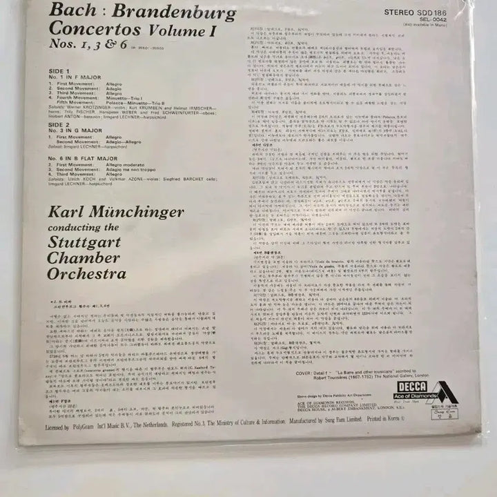 [BUNJANG] Bach Brandenburg Concertos LP / 바흐 브란 데부르크 협주곡 LP/ Bach: Brandenburg Concertos Volume / NM-