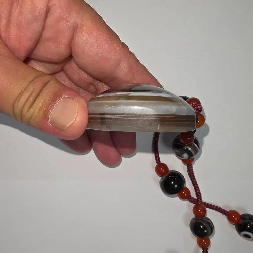 [BUNJANG] 13-Eyed Banded Agate "Heavenly Eye" Necklace / 13안 대형 천안석 마노 원석 목걸이
