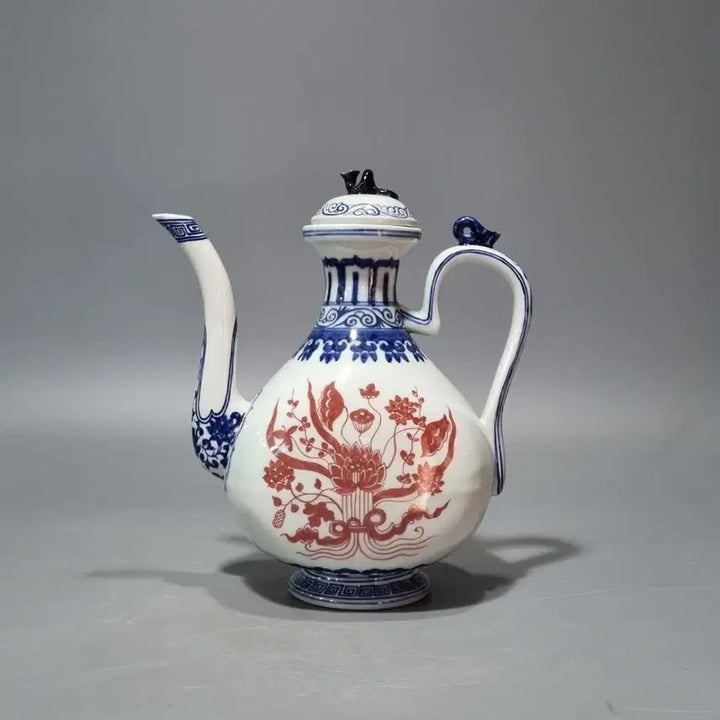 [BUNJANG] Daemyeong Seondeok Period Celadon Glazed Red Lotus Pattern Vase / 대명선덕년제 청화유리홍 연화문 집호. 고25.5