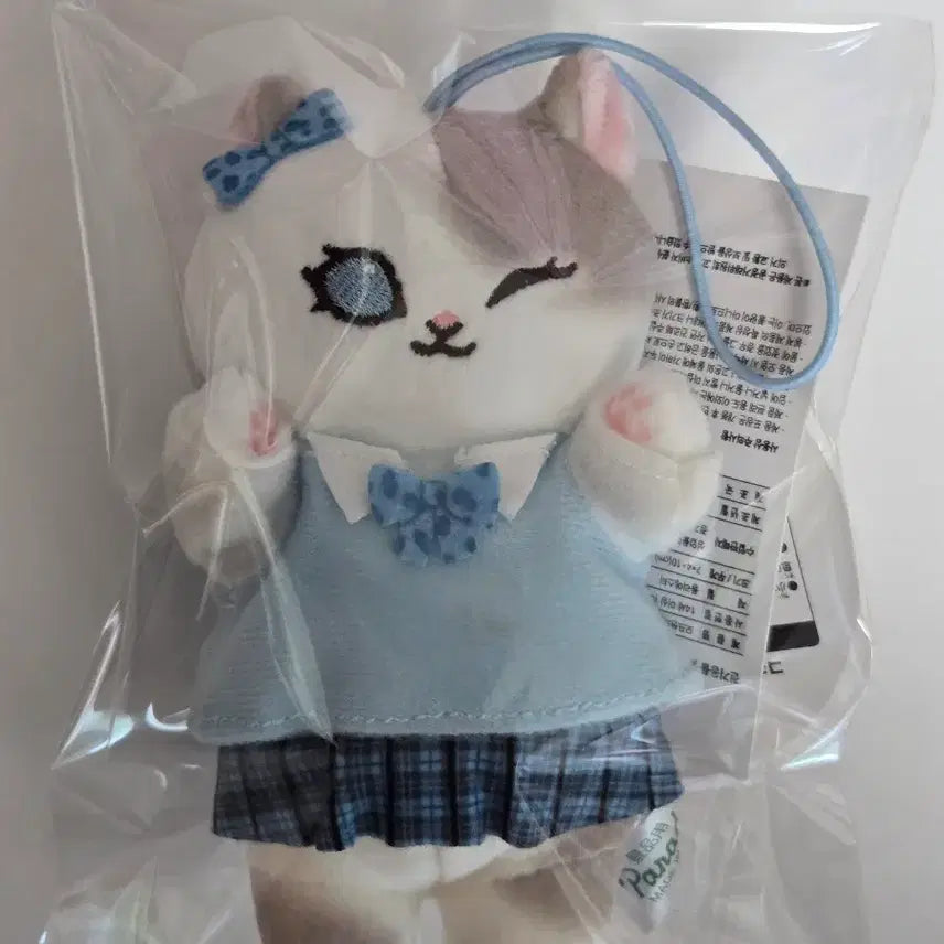 [BUNJANG] Mofusand Cat School Uniform Keyring Blue White Grey / [새상품]모프샌드 모후샌드 갸루 교복 스쿨 고양이 블루 화이트 그레이 냥이 키링