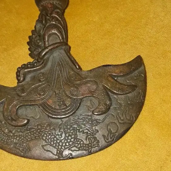[BUNJANG] Bronze Dragon Motif Vajra Axe Ritual Object / 청동 용문 금강저도부