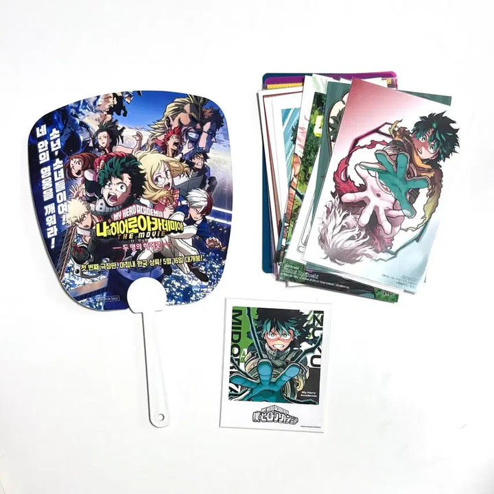 [BUNJANG] My Hero Academia Izuku Midoriya Limited Edition Fan &amp; Unofficial Postcards Bundle / 급처 ) 히로아카 나히아 미도리야 이즈쿠 한정판 부채 특전 엽서 비공식 엽서 폴라로이드 일괄