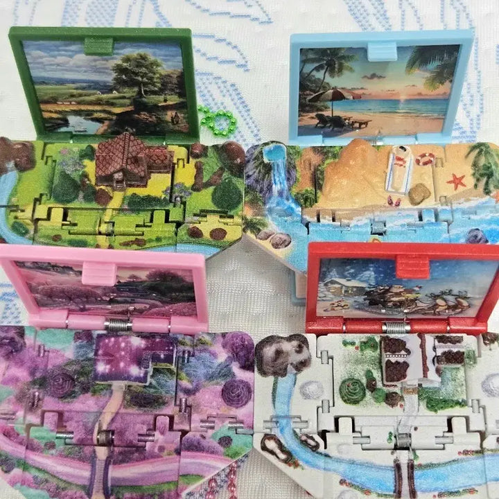 [BUNJANG] Gachapon 3D Pop-Up Book Keychain Seasonal Set / (일괄)3D 입체 팝업 북 키링 가챠 마을 계절별