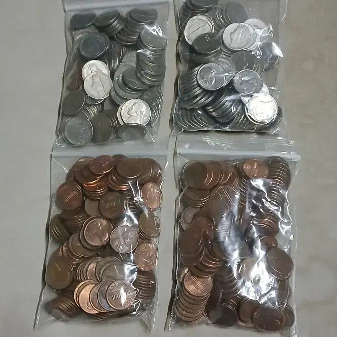 [BUNJANG] USA Lincoln Penny and Jefferson Nickel Coin Bundle (600 pcs) / 옛날돈 미국 링컨페니. 니켈 600개일괄