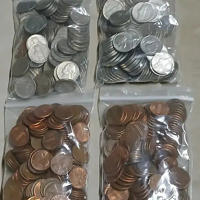 [BUNJANG] USA Lincoln Penny and Jefferson Nickel Coin Bundle (600 pcs) / 옛날돈 미국 링컨페니. 니켈 600개일괄