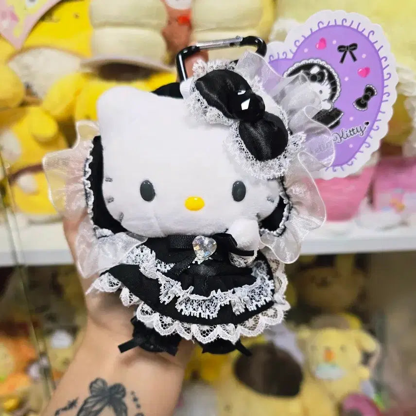 [BUNJANG] Sanrio Hello Kitty Lovely Frill Lolita Mascot Doll Keychain / 산리오 러블리 프릴 로리타 키티 블랙 마스코트 인형 키링